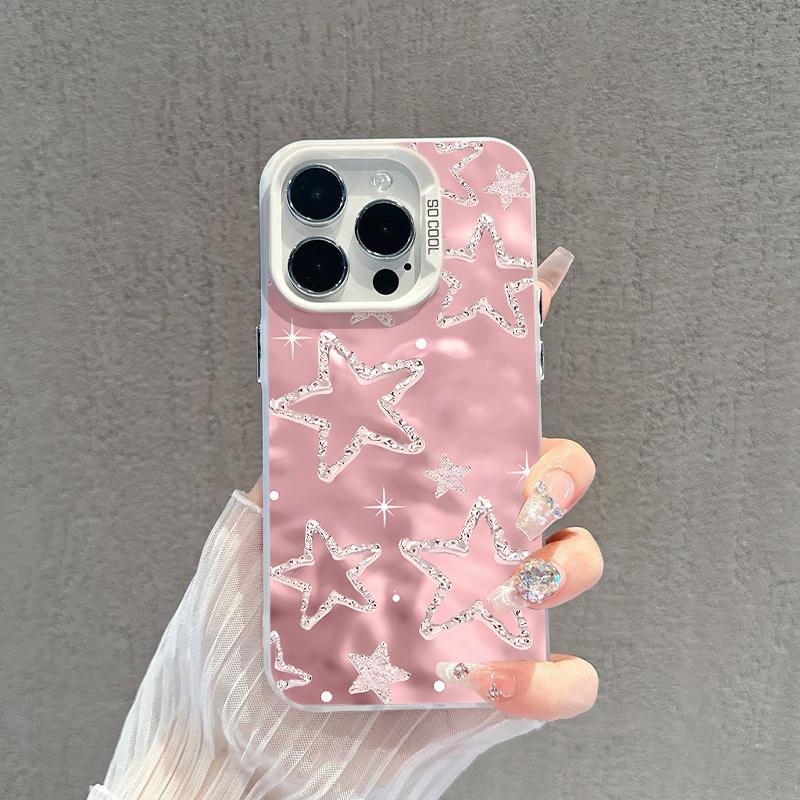 Casing Hp For IPhone 7G 7P X XR XSMAX 11 12 13 14 15 16 PRO PROMAX PLUS Dengan Motif Pink Star Yang Imut Gemoy Cute Baru Simple Dan Antislip Viral Case Hardcase CYK1386