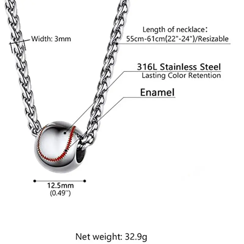Sports-Themed Hollow Pendant Necklace - Baseball & Football Alloy Jewelry for Men 2