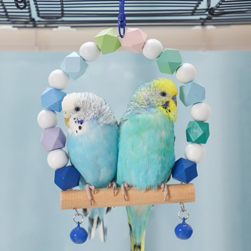 Product Introduction of Colorful Wooden Bird Perch Stand, Parrot Paws Grinding Stick Parrots Swing Toy, Bird Cage Hanging Decor for Budgie Parakeet Cockatiel Lovebird, Bird Supplies 12