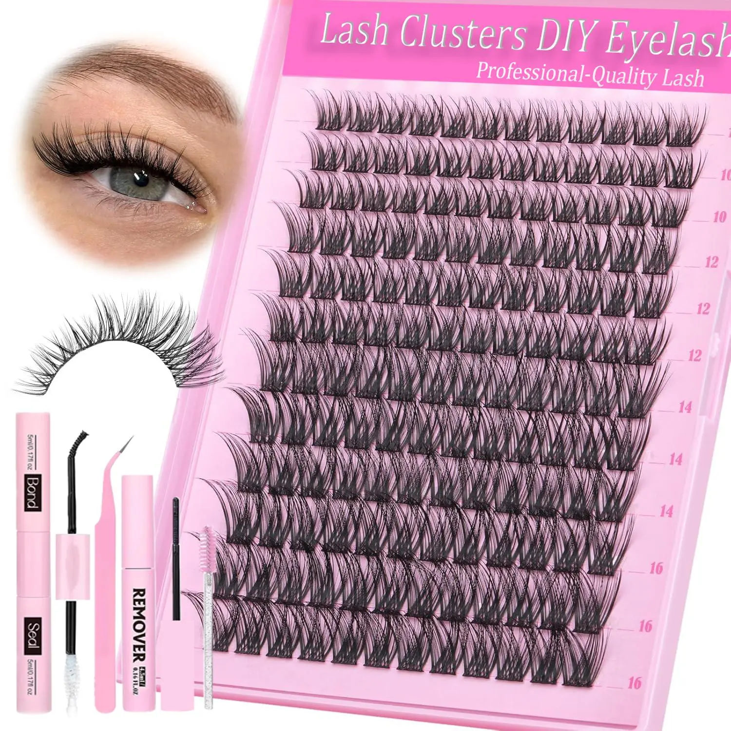 Natural Look Eyelash Extensions Kit, 144pcs/box 10-16mm Mixed Length Individual False Eyelashes with Tools, Eye Makeup Enhancement Tool for Women & Girls