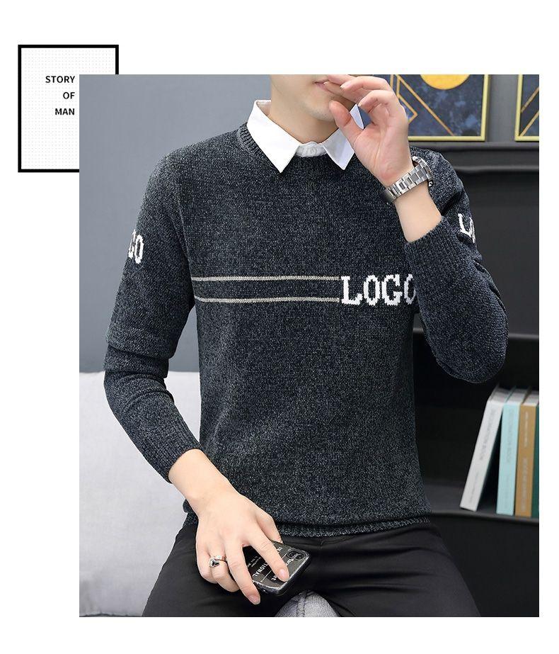 Product Introduction of Áo Len Dệt Kim, Giả Hai Lớp, Dành Cho Nam Giới, Dệt Kim Dày, Sợi Dày, Áo Sơ Mi Lớp Cơ Sở Thường Ngày Cổ Áo Len, Chất Liệu Chenille, Thích Hợp Cho Mùa Thu Và Mùa Đông 20