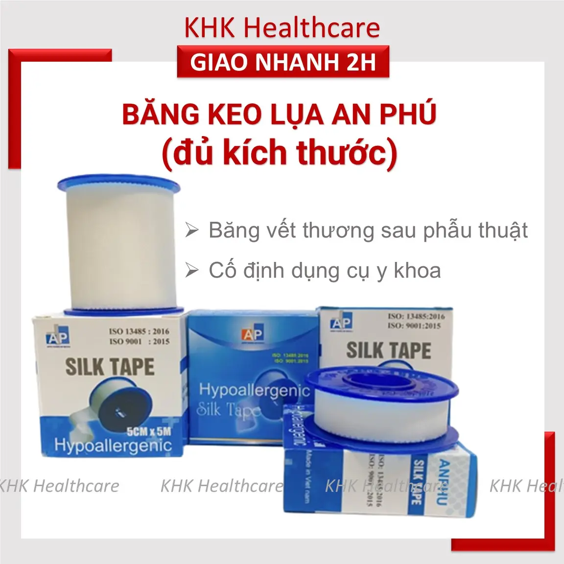 Băng keo lụa An Phú cố định vết thương băng gạc sản xuất tại Việt Nam - Chất lượng cao băng  gạc