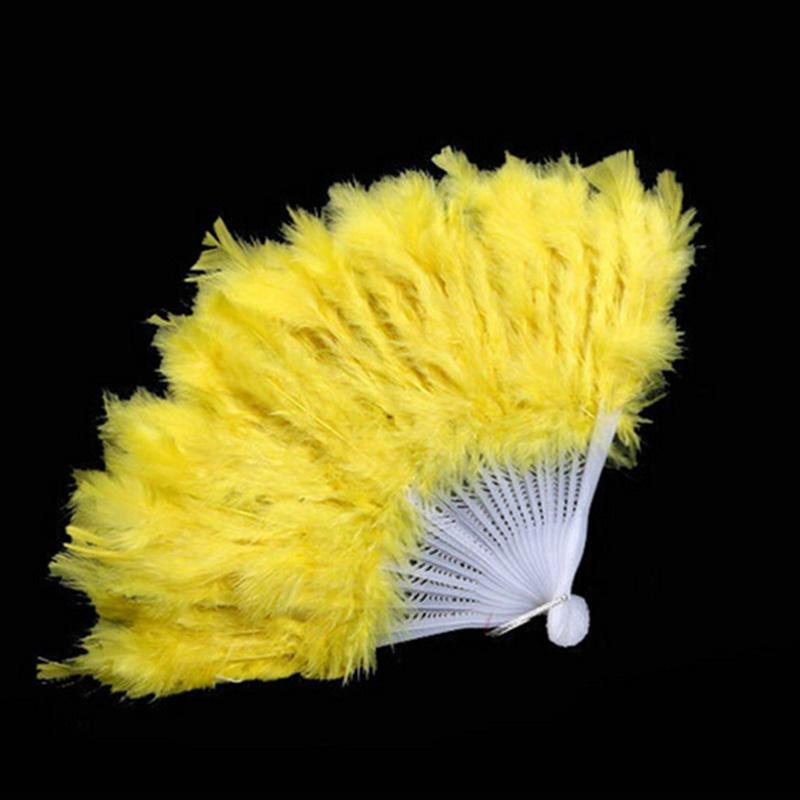 Product Introduction of 9 Colors New Costume Wedding Showgirl Dance Folding Hand Feather Fan Fancy 29