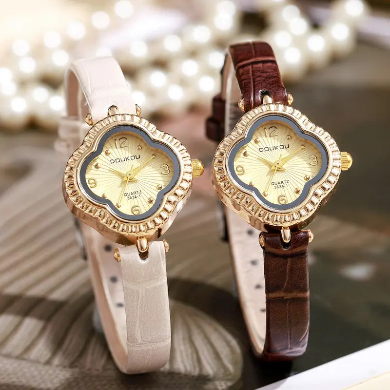Đồng Hồ Nữ, Thiết Kế Đơn Giản, Cao Cấp, Quà Tặng Bạn Gái Cỏ Ba Lá Thích Hợp, Dây Đeo Thắt Lưng, Dành Cho Nữ
