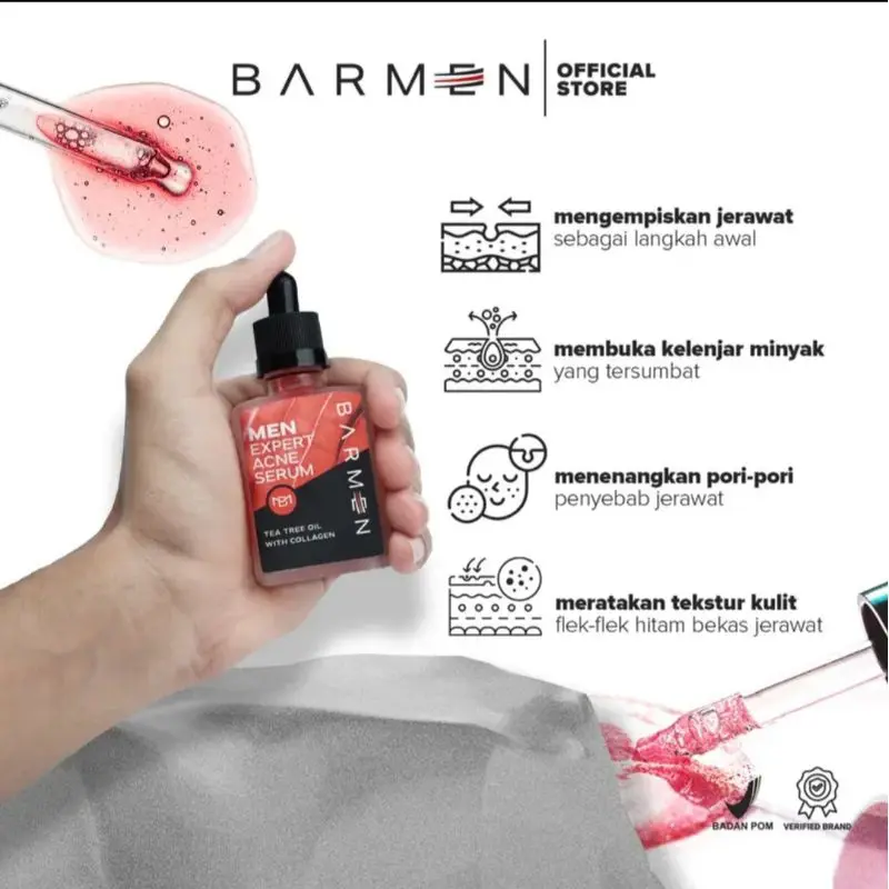 Barmen Paket Anti Acne Cleasing Wash - Bebas Jerawat tanpa ribet - isi 2pcs || Perawatan Muka Berjerawat Berminyak Memudarkan Membersihkan wajah normal perawatan jerawat salep panu serum untuk Acid Cleansing 2