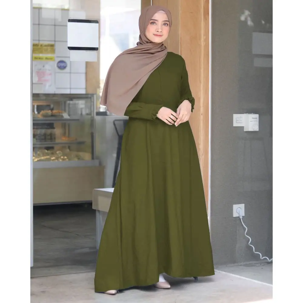 gamis polos bahan wolfis premium terbaru