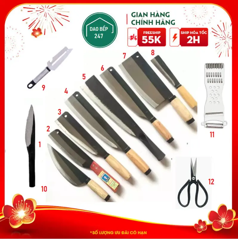 VN009 - Bộ dao nhà bếp 10 siêu rẻ , rèn thủ công 5