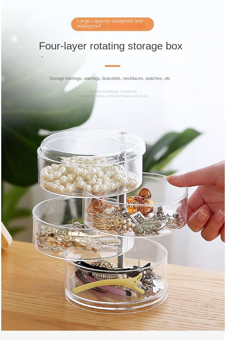 Product Introduction of Jewelry storage box, transparent storage box, handmade hair clip small jewelry jewelry jewelry jewelry box, red table, multi-layer princess ins style 0