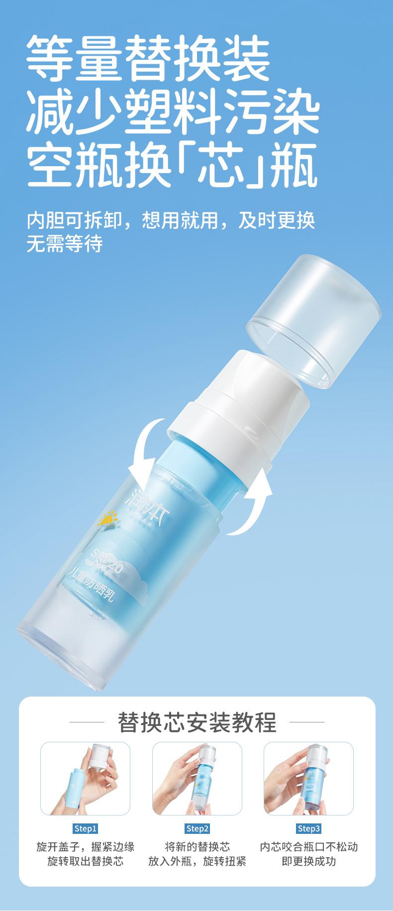 Product Introduction of Kem Dưỡng Da Chống Nắng Trong Suốt, Runben, Dành Cho Trẻ Em Và Em Bé, Dưỡng Ẩm, Chống Nắng, Không Thấm Nước, Công Thức Nhạy Cảm Thấp, Kem Chống Nắng Chống Nắng 1
