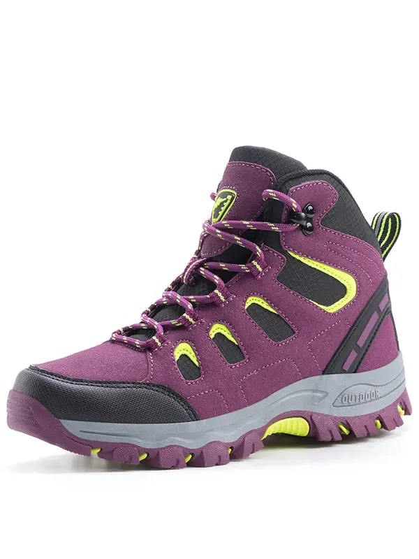Women's Colorblock Lace Up Hiking Shoes, Casual Outdoor Sports Shoes, Breathable Non-slip Sneakers, Female All-match Round Toe Shoes for Daily Wear 5