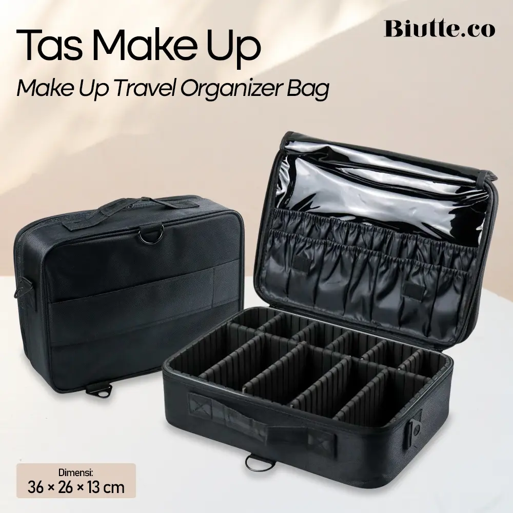 Tas Kosmetik Make Up Travel Organizer Bag Wanita 36 x 26 x 13 cm - X3235 - Black