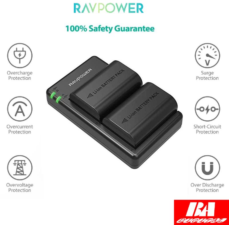  Bộ 2 pin+sạc đôi cho Canon LP-E6 E6N RAVPOWER dùng cho máy ảnh EOS R 90D 5d4 70D 6d2 R6 R5 5D2 5D3 60D 7D2 7D... Camera Phụ Kiện Đèn 