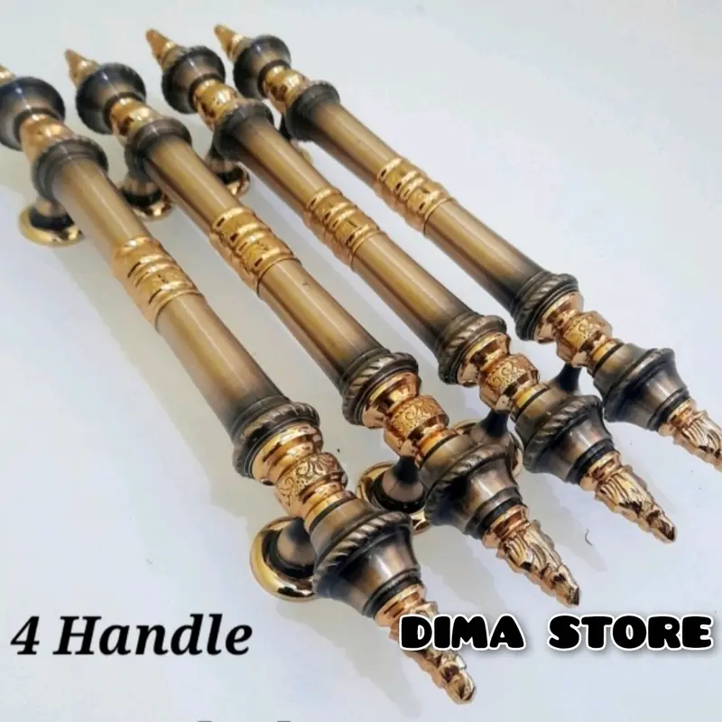 ( 4 pcs ) Termurah Handle Kuningan Cemara Bima Tarikan Pintu Kupu Tarung Antik Anti Karat 0