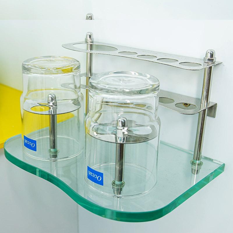 Kệ bàn chải kem đánh răng nhà tắm tặng kèm 2ly   Đựng Bàn Chải Inox