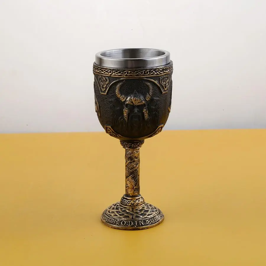 Vintage Viking Cup, 1 Count Stainless Steel Resin Cup, Creative Drinking Cup for Home Office Use, Gift for Men, Party Supplies
