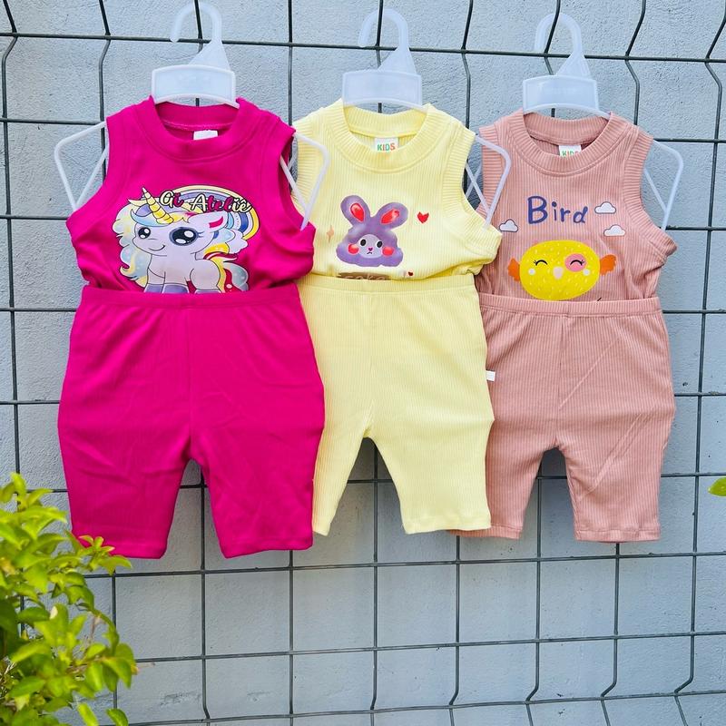 (8-22kg)Set bộ áo laptop quần lửng ôm body thun gân lụa xuât dư cho bé gái Lê