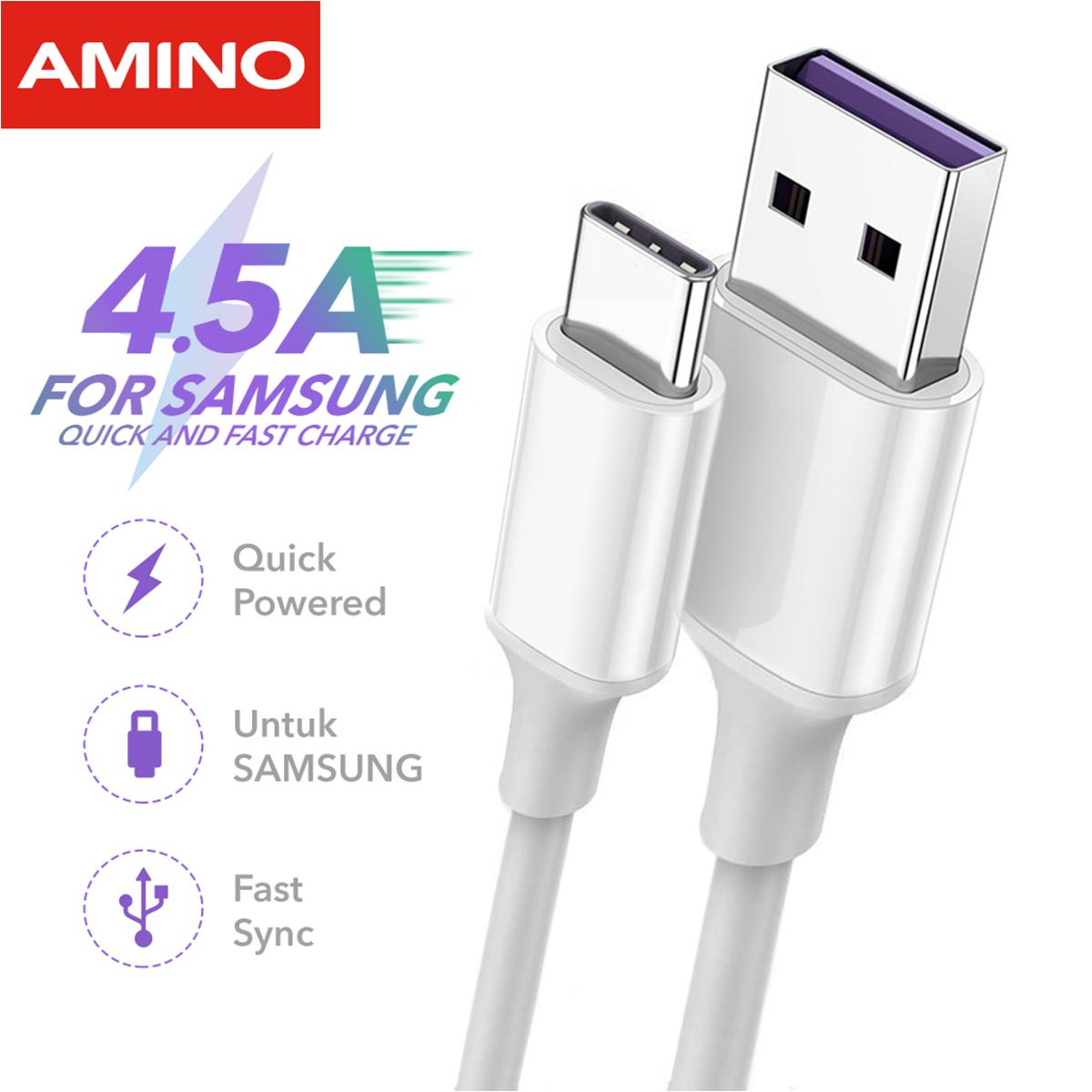 AMINO Untuk Samsung Kabel Data 4.5A Type C Cable USB C Fast Charging 1M SU45 Charger Panjang Putih