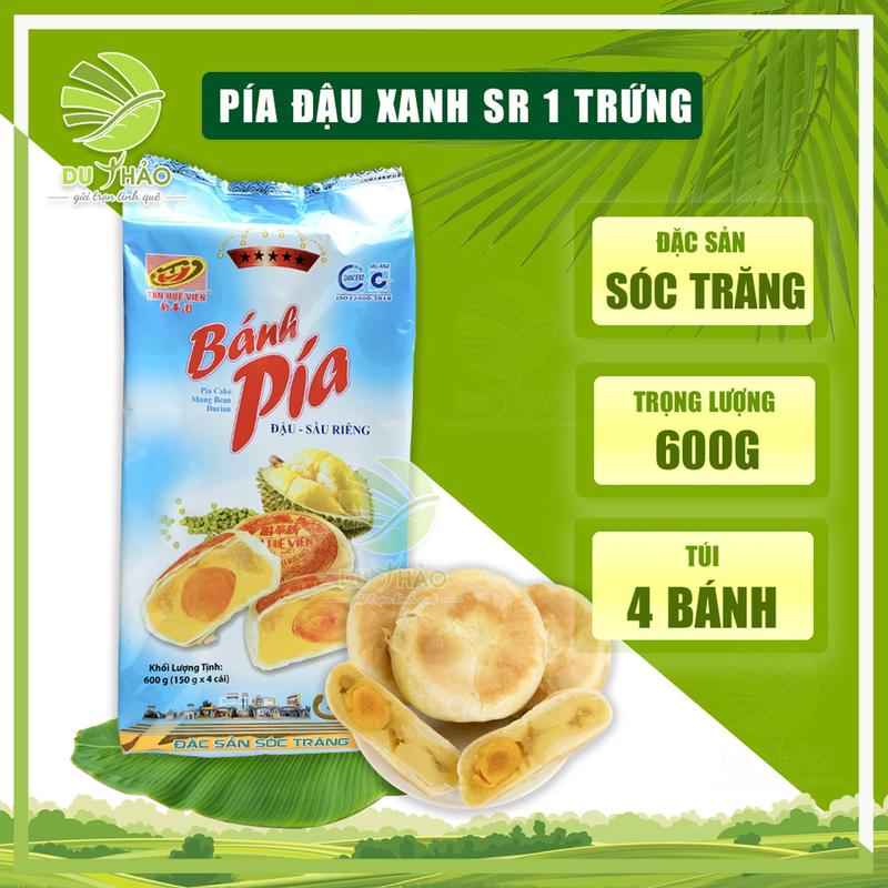 Bánh Pía Sóc Trăng đậu xanh sầu riêng 1 trứng 600g, bánh pía Tân Huê Viên 5 sao
