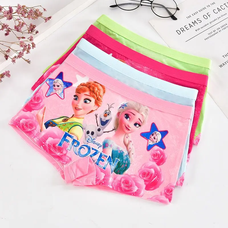 Children's 4-Pack Frozen Children's Underwear Female Cartoon Pattern Girl's Little Girl's Small and Medium Size Girl's Underwear