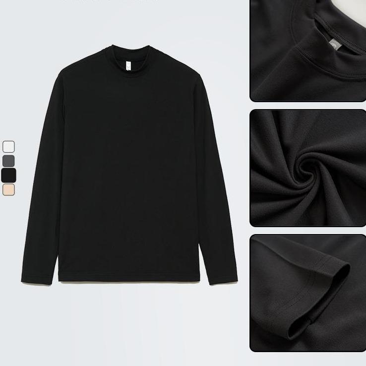 Áo Thun Giữ Nhiệt Nam Trơn ATINO Slim L.4.7937 Menswear Top Cổ Tròn Đen Tre Bi Tre Bi Tre Bi