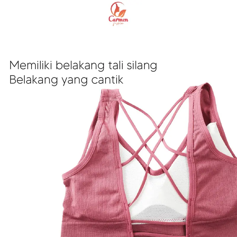 Tanktop Atasan Tali Silang Belakang Tanpa Kawat Olahraga Gym Cewek Kekinian CF  P265 4