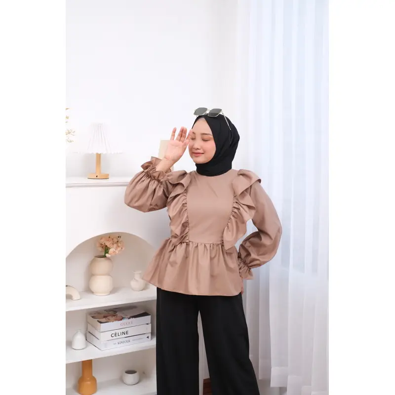 Kinara Blouse Bahan Katun (M -XL) / Atasan Wanita Lengan Panjang Blose Baju Cewek Blus Perempuan 4