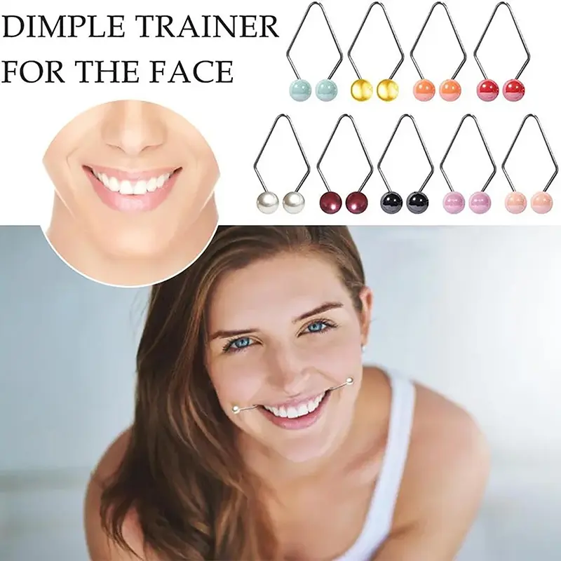 Stainless Steel Dimple Trainer Facial Beauty Tools  Face Muscle Exerciser Cheeks Dimple Maker For Beautiful Smile