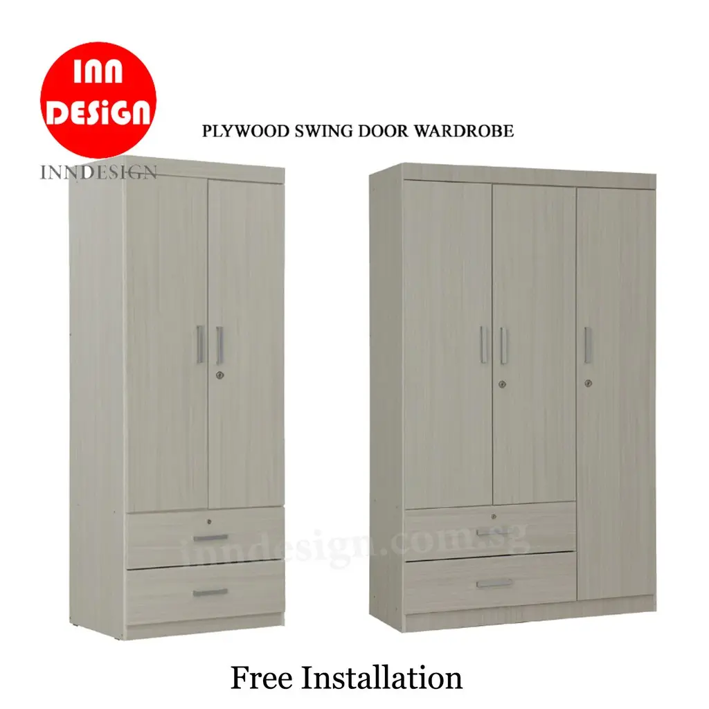 INNDESIGN Orine 2/3 Doors Plywood Wardrobe (Free Installation and Delivery)
