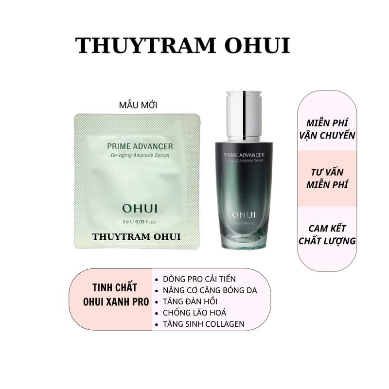 Combo 30 gói tinh chất Ohui xanh Pro Prime Avancer Ampoule Serum 1ml