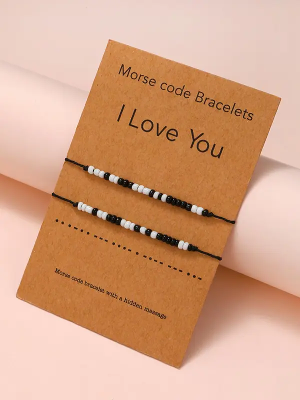 Simple Colorblock Beaded Matching Couple Bracelet (2pcs), Fashionable Jewelry for Women & Men, Fashion Jewelry for Party, Daily Clothing Decor, Trendy All-match & Exquisite Jewelry for Birthday Gift, Valentine's Day, Gift 0