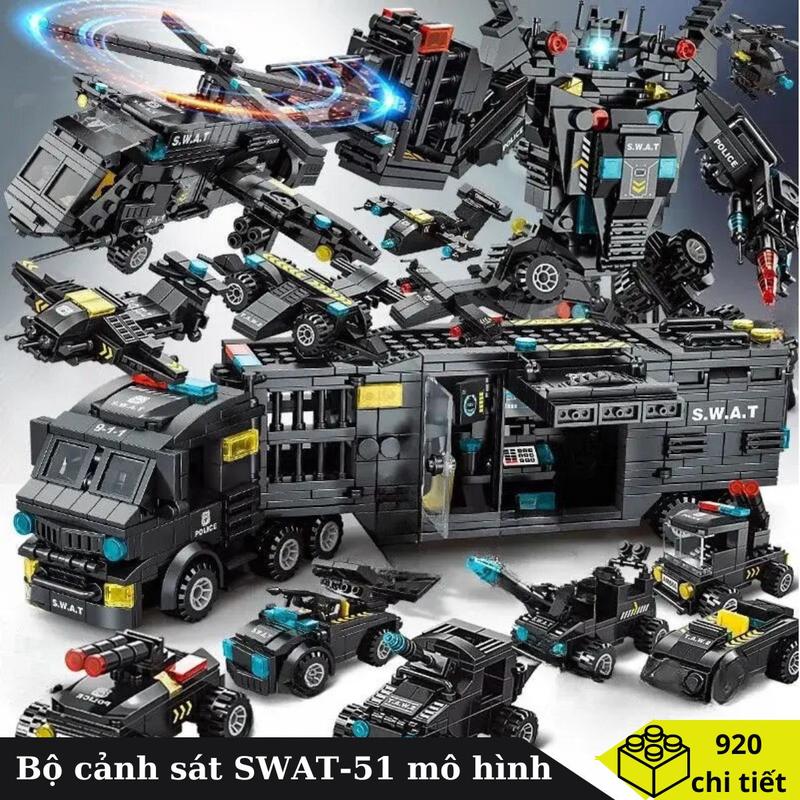 Đồ Chơi Lắp Ráp 27 Mô Hình Bộ Swat Đặc Nhiệm AT8839 Chiến đấu 600 Chi tiết đến 1000 Chi Tiết sáng tạo Robot cảnh sát