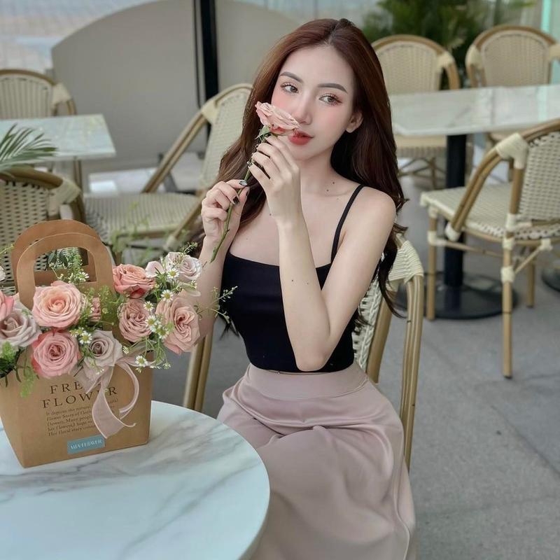 EllyClothing Chân Váy Nữ Lụa Satin "Long Skirt" Voan Women Thông Thường Đen Nhung Voi Kim Tuyến Phom Dáng Đơn Giản Chất Liệu Mềm Bay Bổng Nhẹ Nhàng Size 24-32