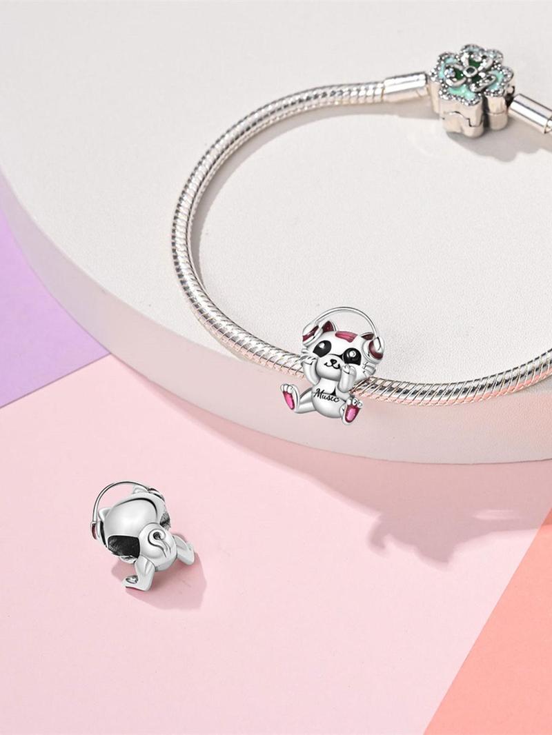Product Introduction of Cute Cat Design Charm, Music Cat Beads Charm, Fashionable Pendant for Women & Girls, Trendy All-match & Exquisite Jewelry for Birthday Gift 2