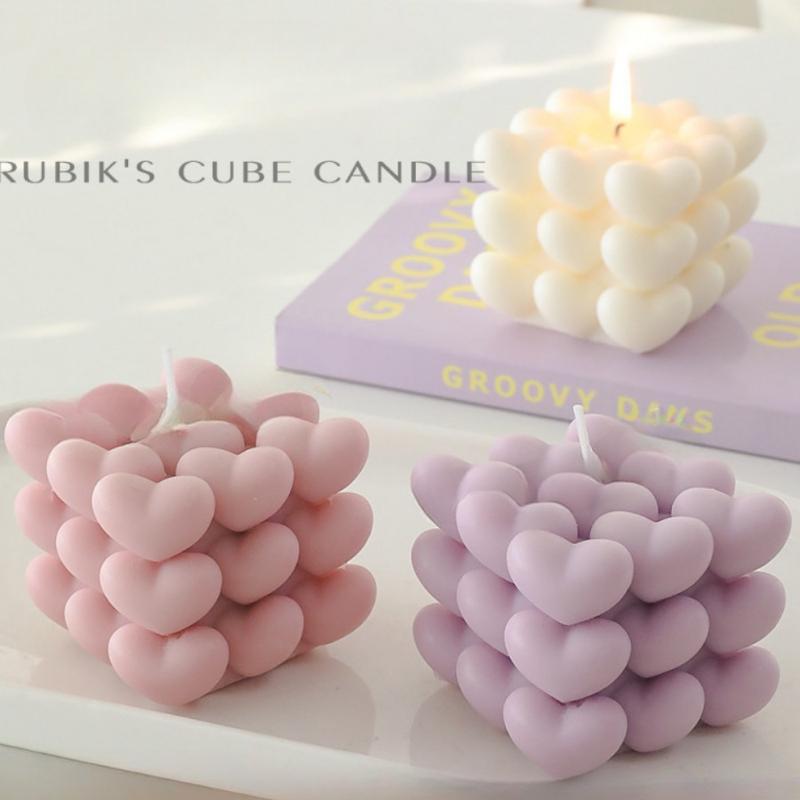 Product Introduction of 1 piece Love Candle Gift, Heart Handmade Magic Cube Aromatherapy Tanabata Gift, Companion Gift, Birthday Candle, Home Decor, Room Decor, weddings Decor, Tabletop Decor, Aromatherapy Gift 5