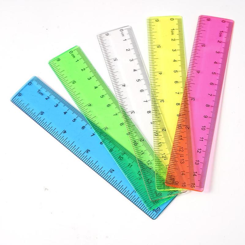 Product Introduction of 15cm Colorful Ruler, 20pcs Portable Clear Plastic Ruler, Straight Shatterproof Ruler, Math Supplies, School Office Measuring Tools 0