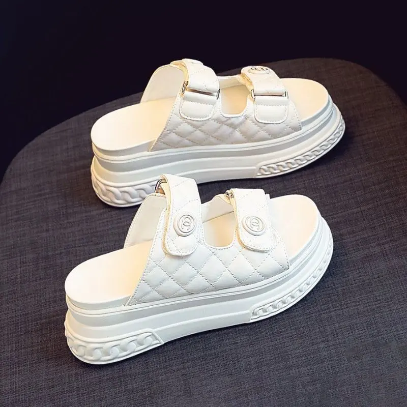 Dép lê nữ độn đế 2 quai ngang cao 7cm (Hàng loại 1) DéP Jean