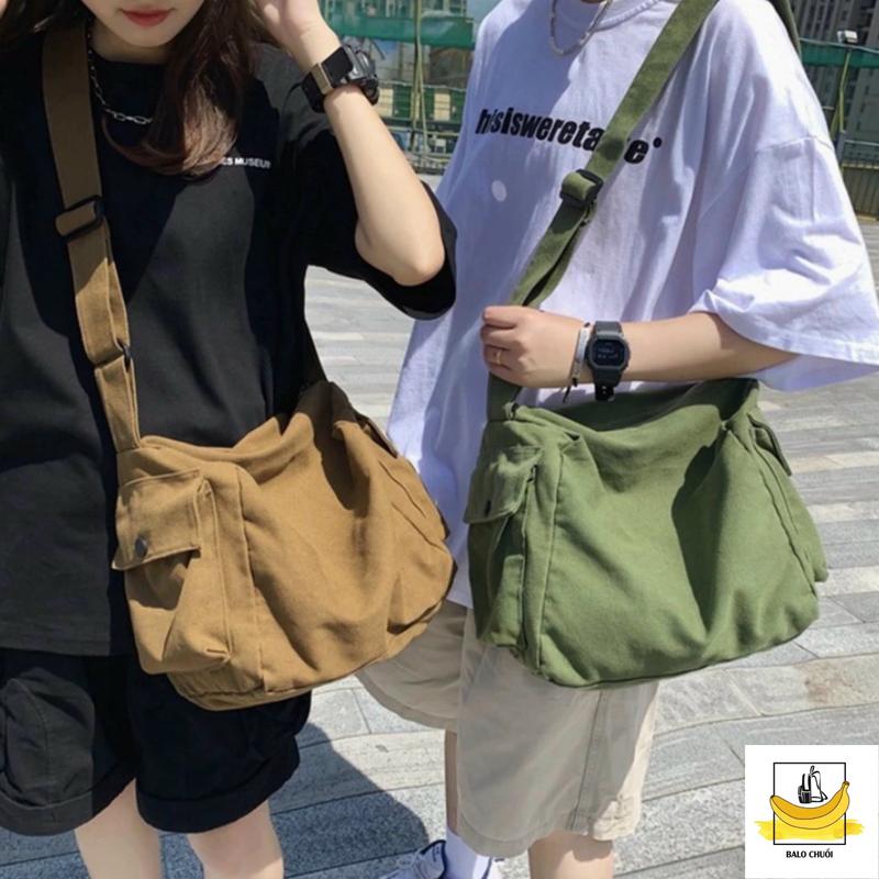 TÚI ĐEO CHÉO TRỐNG HỘP TO VẢI CANVAS ĐI HỌC ĐI CHƠI DU LỊCH