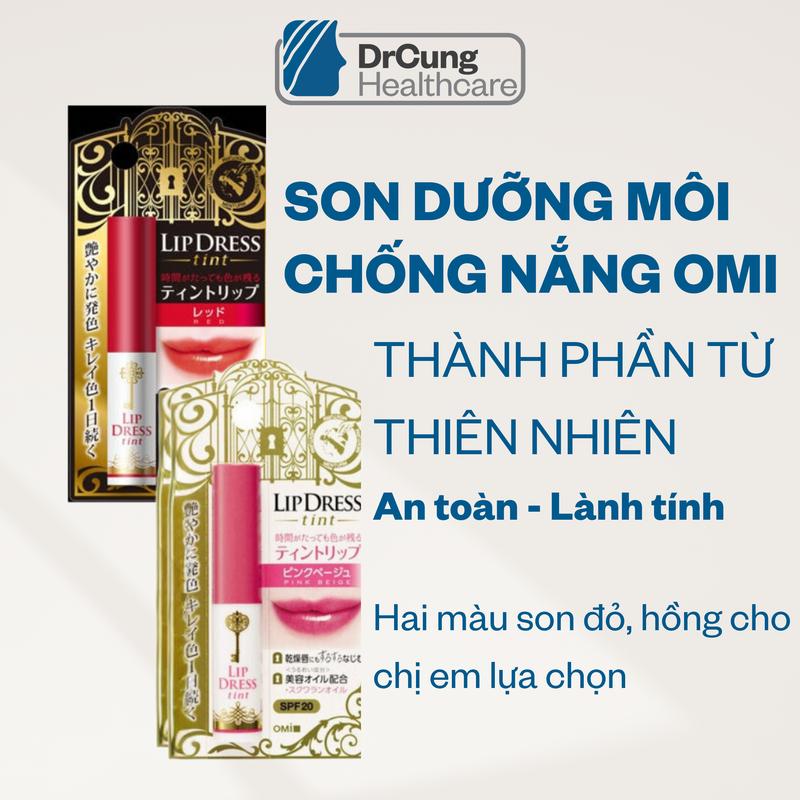 SON DƯỠNG MÔI CHỐNG NẮNG CÓ MÀU OMI LIP DRESS TINT NHẬP KHẨU CHÍNH HÃNG CÓ TEM PHỤ