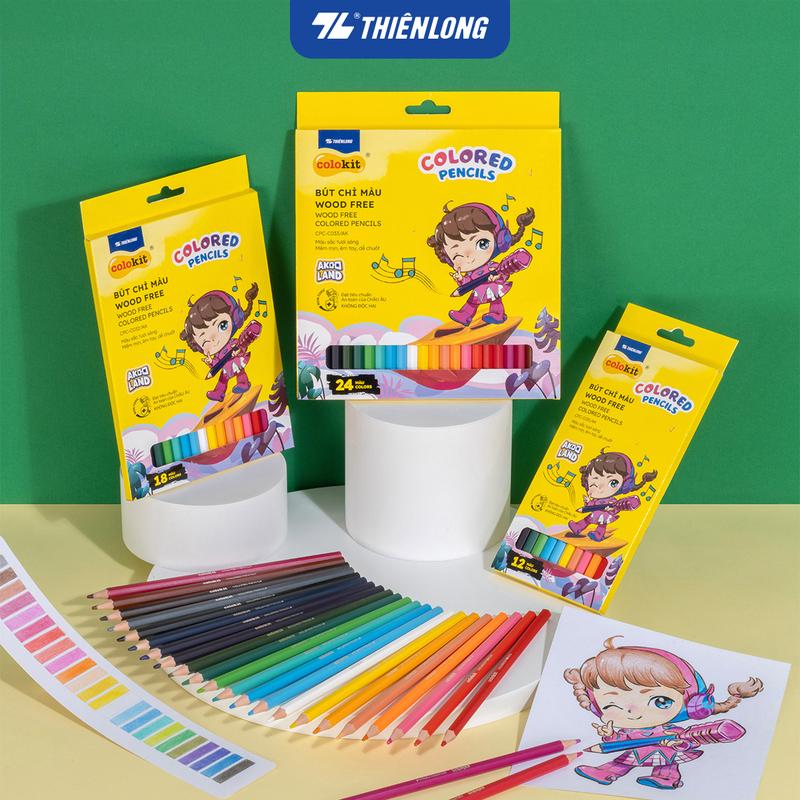  Bút chì 12 18 24 màu Wood Free - Colored Pencils Thiên Long Colokit - Nhân vật Cici Akooland thế giới học cụ thần kỳ 