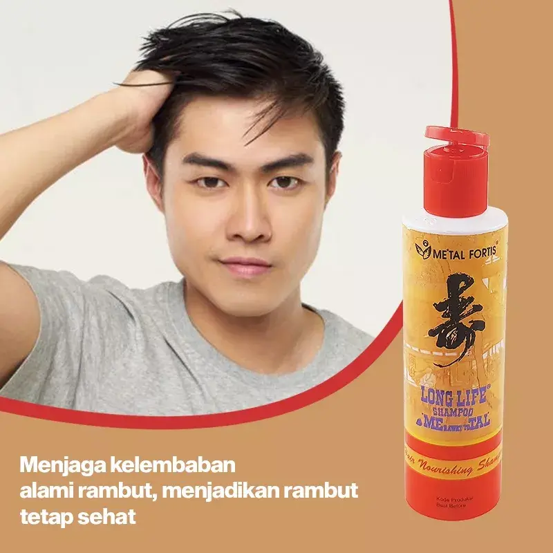 METAL FORTIS Shampo Metal 200 / 100 / 60 ML Hair Nourishing Long Life Shampoo Pembersih Dan Penumbuh Rambut MET Orange 3