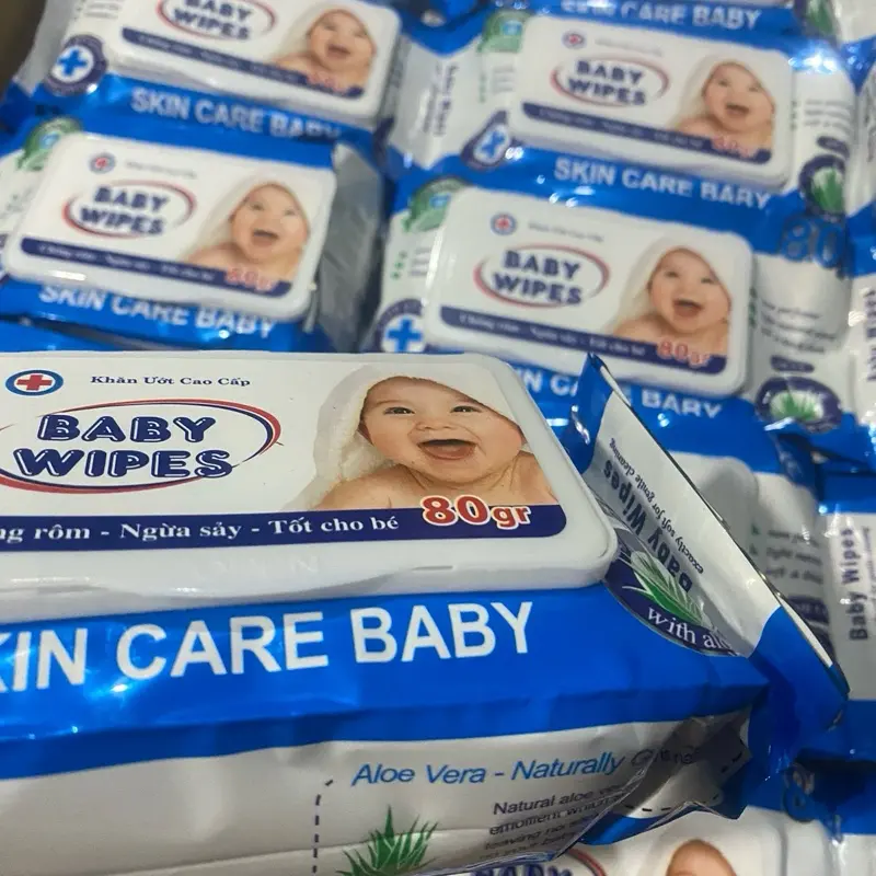 Sỉ combo 10 gói khăn ướt không mùi baby wipes 80g, an toàn cho bé.(date:2027) Voi 2