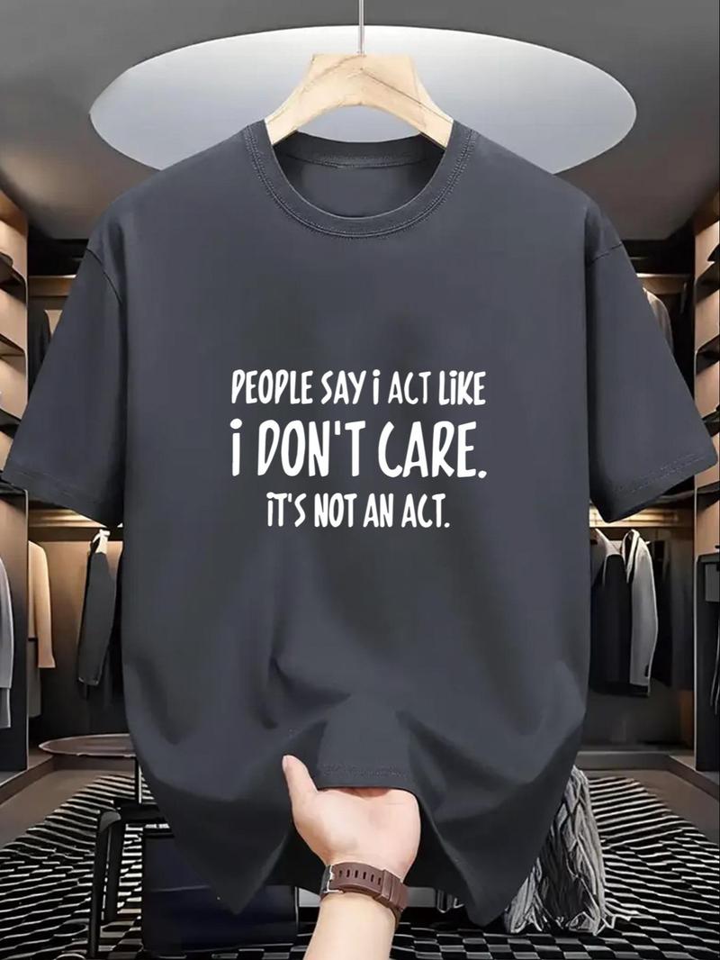 Product Introduction of Men's Regular Fit Letter Print Round Neck Tee, Casual Short Sleeve Crew Neck T-Shirt for Summer, Fashion Men's Top for Daily Wear 6
