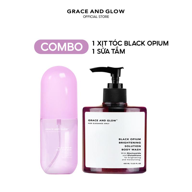 Combo sữa tắm và xịt dưỡng tóc GRACE AND GLOW 400ml + 100ml Serum