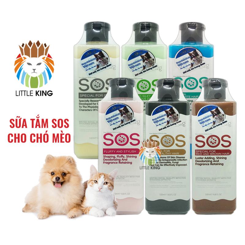 Sữa tắm SOS cho chó mèo giúp mượt lông, khử mùi, dung tích 530ml Little King pet shop