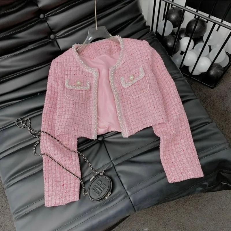 Áo Dạ Tweed Cúc Ngọc Kẻ Sọc Ba Màu Phong Cách Hàn Quốc Siêu Xinh Top Nữ N501 Women Nhung