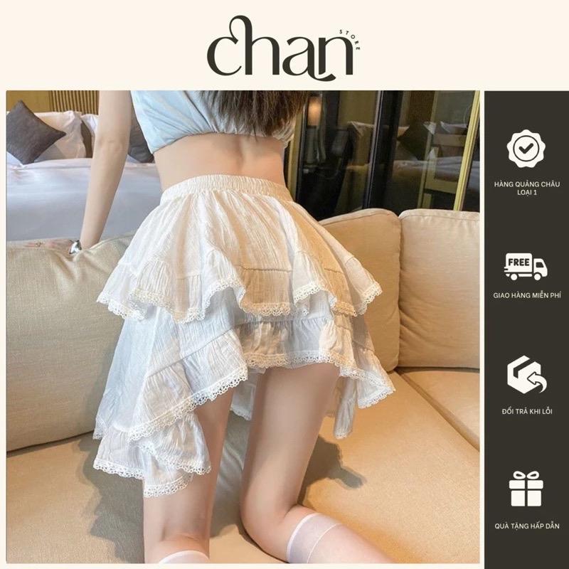 Chân váy trắng dáng ngắn tầng lệch tà phong cách hàn quốc