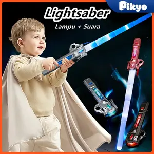Pikyo (COD) Mainan Lightsaber Star Wars 2in1 Laser Ditarik Lightsaber dengan Konektor Ada Efek Suara 7 Warna Cahaya / Pedang Lampu Mainan Anak Laki Laki /Mainan Pedang Star Wars / Pedang Laser / Pedang Mainan / Lighsaber