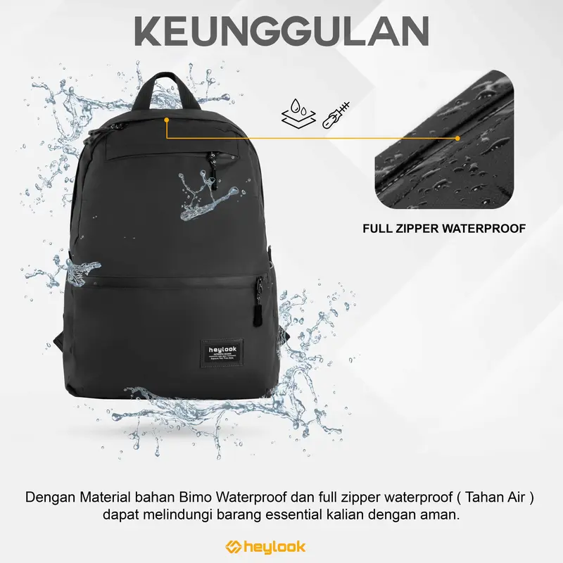 HEYLOOK Tas Ransel Laptop ELLITE Waterproof Backpack Pria Tas Leptop 14 - 15inch Tas Sekolah Tas Kuliah Tas Punggung Tas Kerja Cowok Terbaru 8