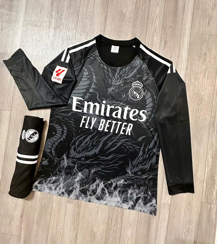 [DÀI TAY] Quần Áo Bóng Đá CLB R.EAL ĐEN RỒNG Dài Tay 2024 - Mùa Giải 2023 - Vải Thun Lạnh Cao Cấp - Nam áo  liver