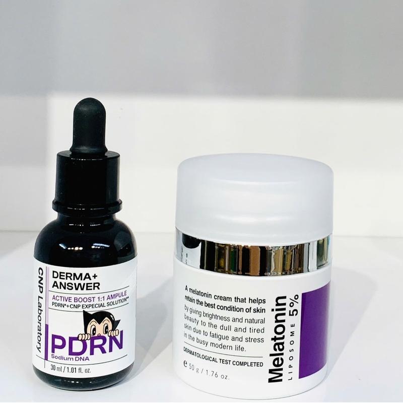 Combo cấp ẩm + dưỡng sáng : Melatonin Maxclinic 50ml + Serum PDRN CNP 30ml